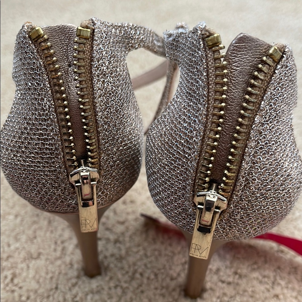 Pelle Moda Champagne Strappy Heels for Formal Occasions - Picture 8 of 9